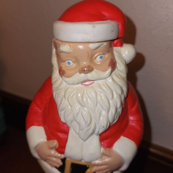 70s MCM Santa Claus Art Pottery Booze Decanter With Removable Hat Lid 11" H x 4" - Picture 2 of 11